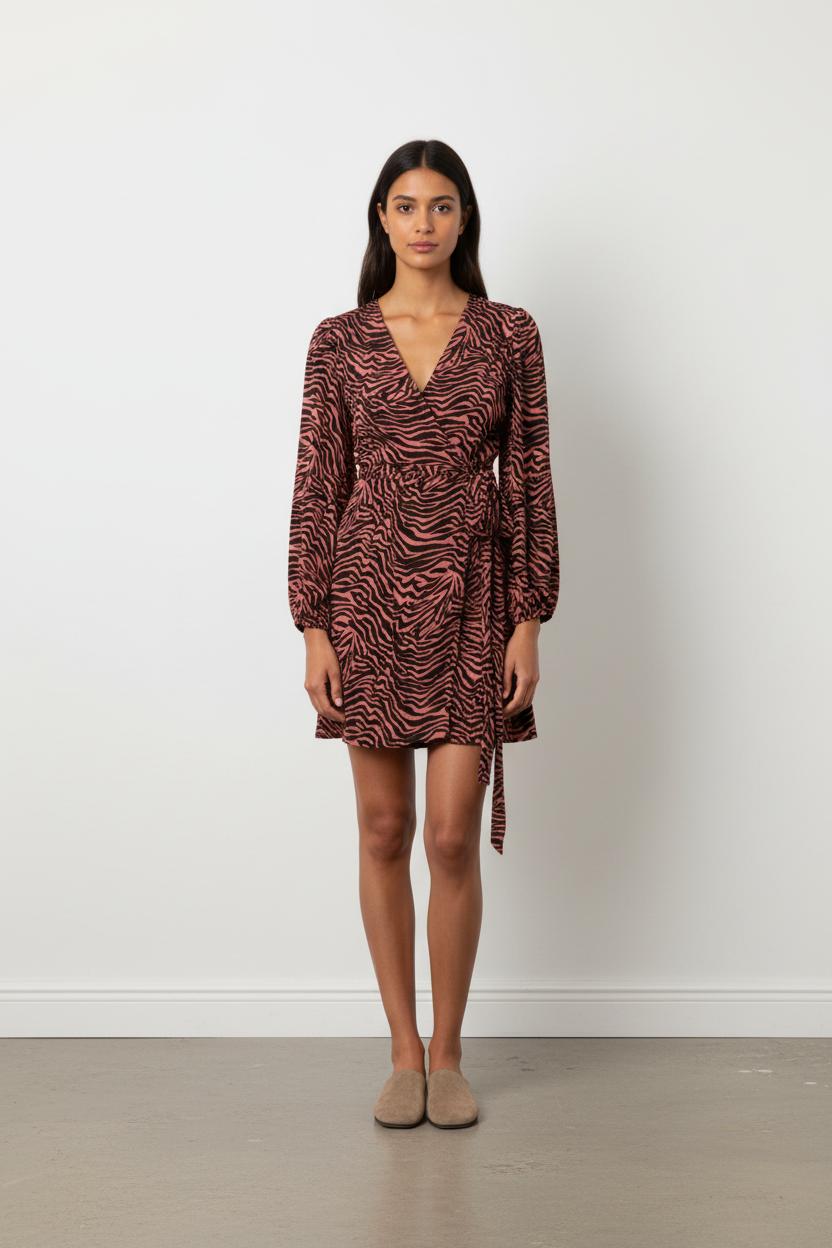 Robe Portefeuille Rose et Noir - Taille S/36