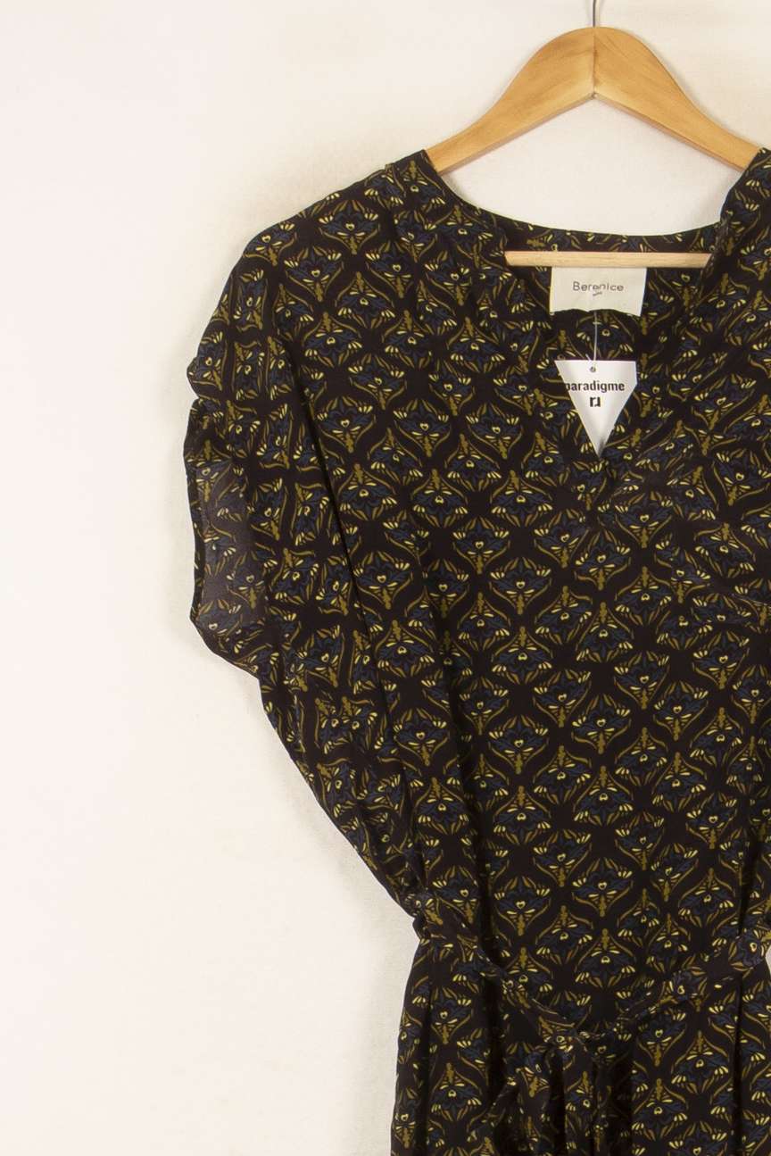 Robe Imprimée Noire et Jaune - Taille S/36 de la marque Bérénice | PARAD59835 - Vendu par Paradigme - Image 3