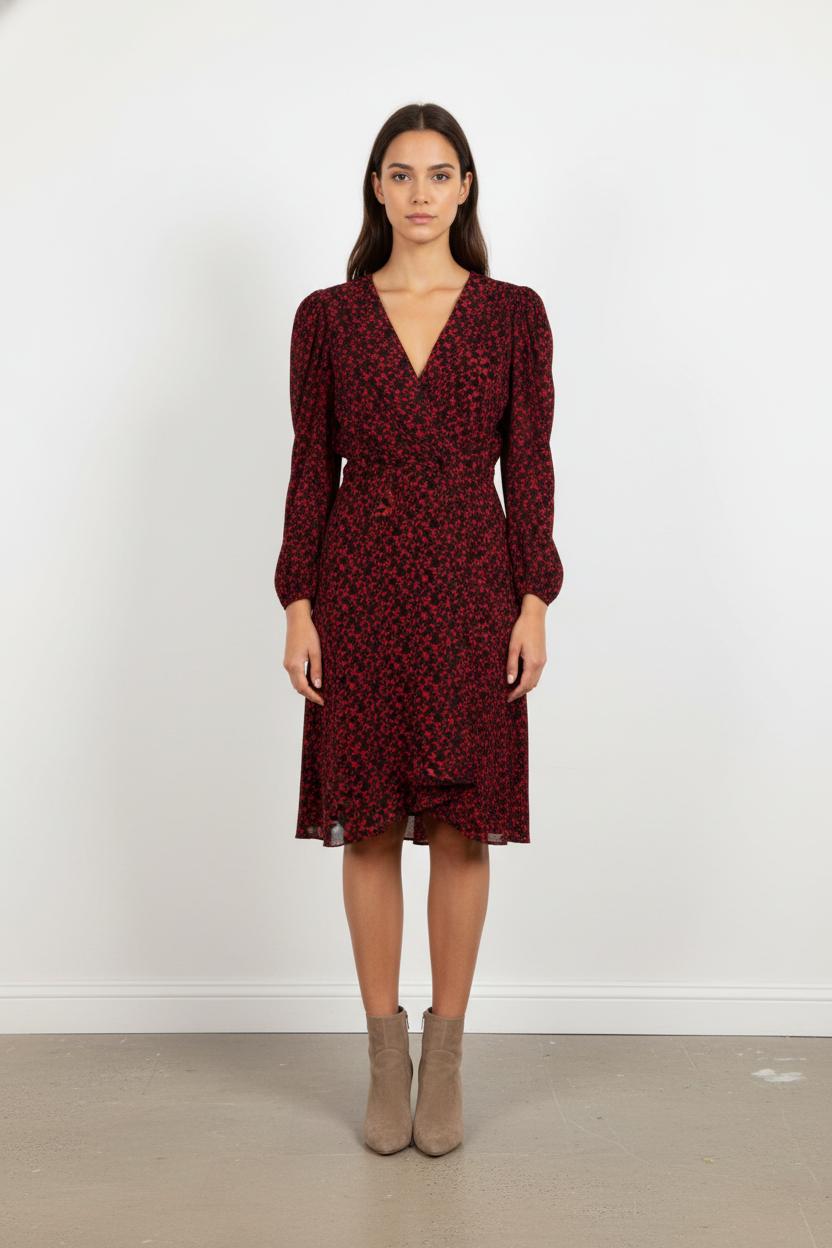 Robe Portefeuille Rouge et Noire - Taille S/36