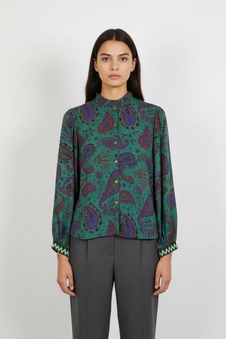 Blouse Verte et Violette - Taille XS/34