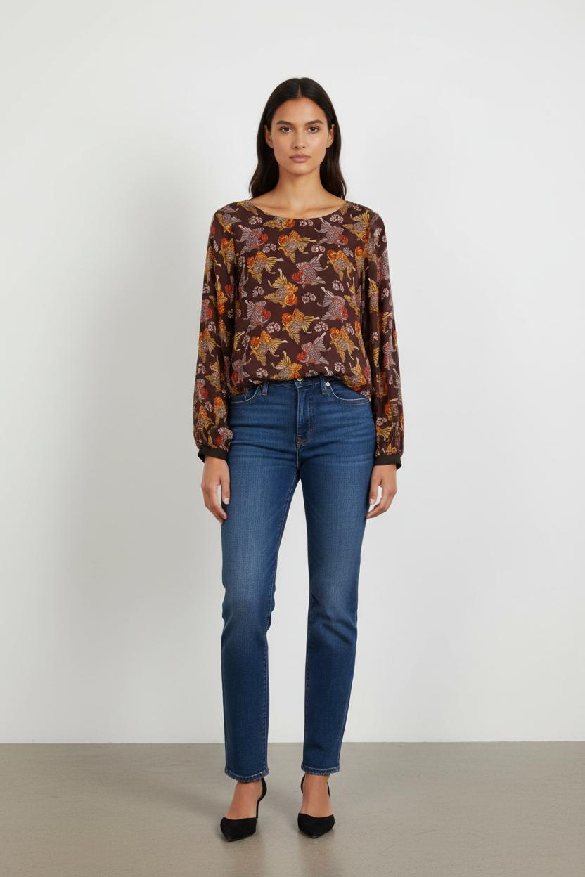 Blouse Marron et Jaune - Taille XS/34