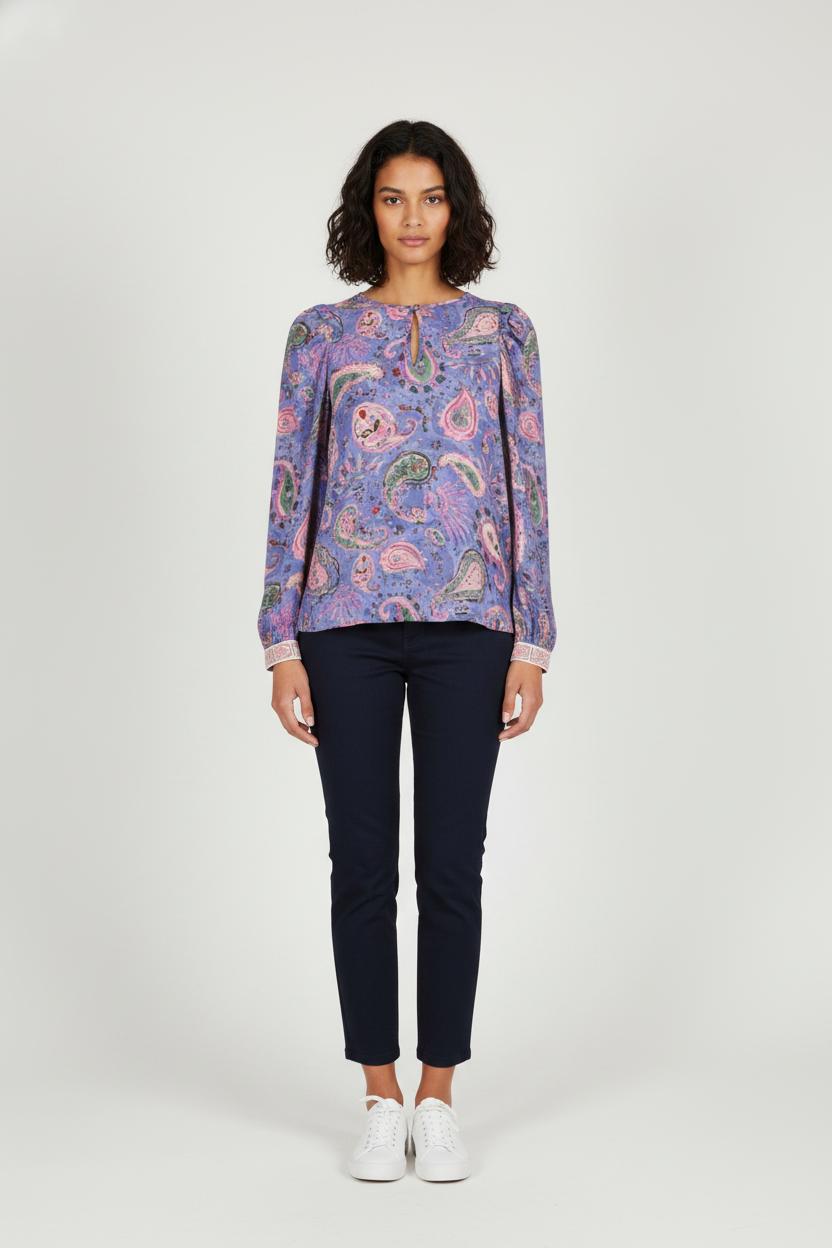 Blouse Bleue et Rose - Taille XS/34