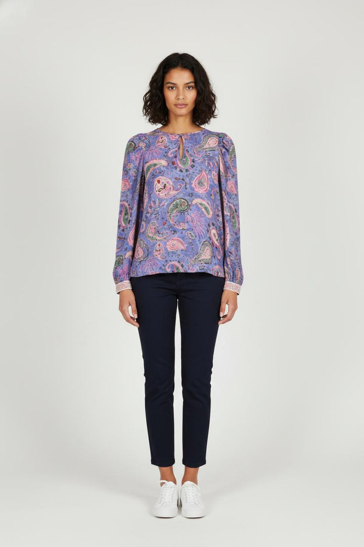 Blouse Bleue et Rose - Taille XS/34