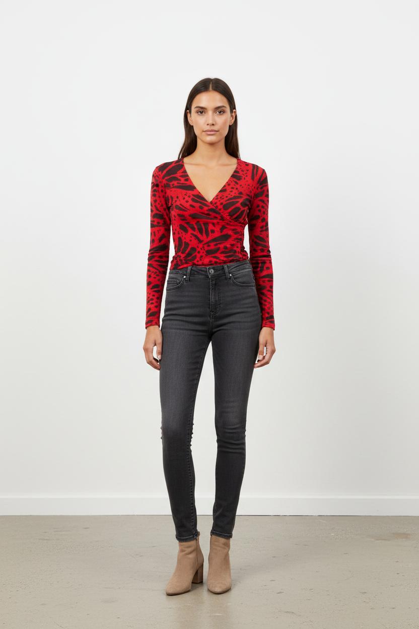 Cache-cœur Rouge et Noir - Taille XS/34