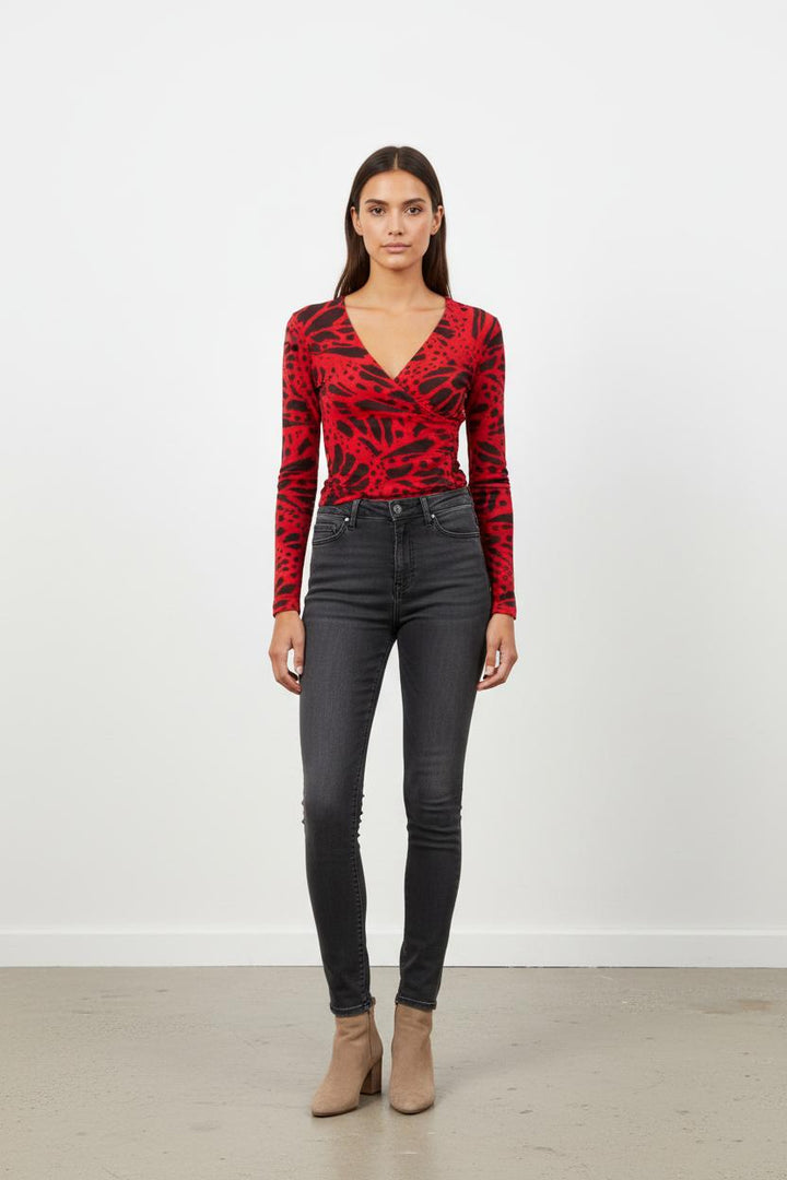 Cache-cœur Rouge et Noir - Taille XS/34