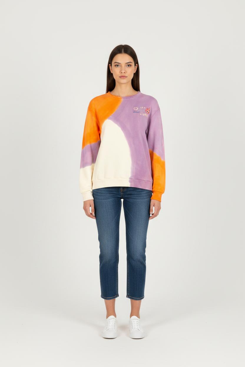 Sweat Violet Orange et Blanc - Taille XS/34