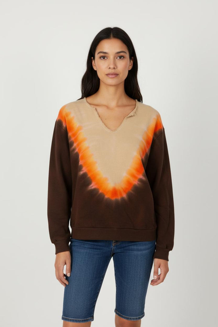 Sweat Beige Marron et Orange - Taille XS/34