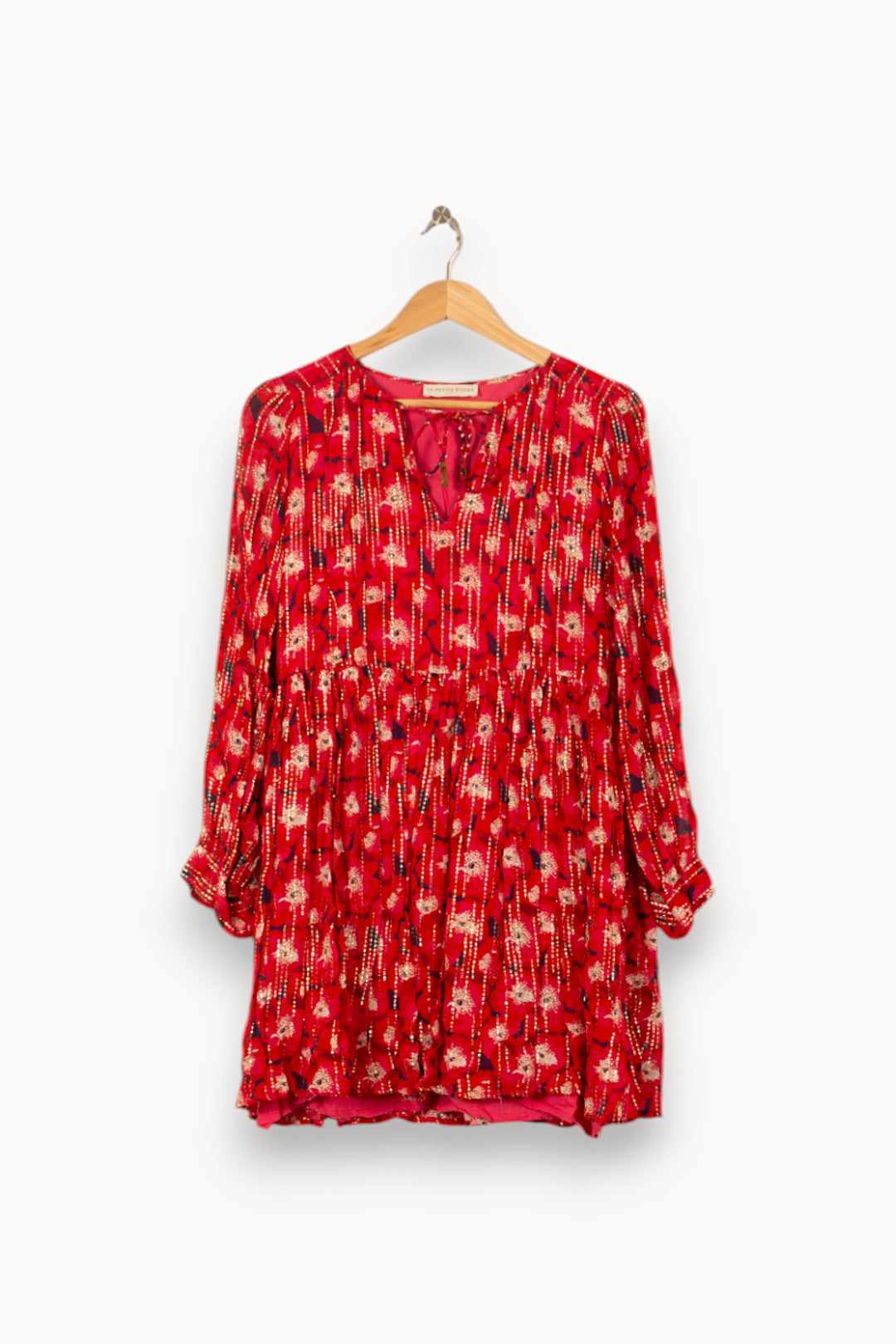 Robe Fleurie Rouge et Beige - Taille S/36 de la marque La Petite Etoile | PARAD59888 - Vendu par Paradigme - Image 2