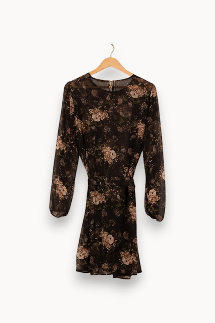 Robe Fleurie Noire et Beige - Taille XL/42 de la marque IKKS | PARAD59917 - Vendu par Paradigme - Image 4