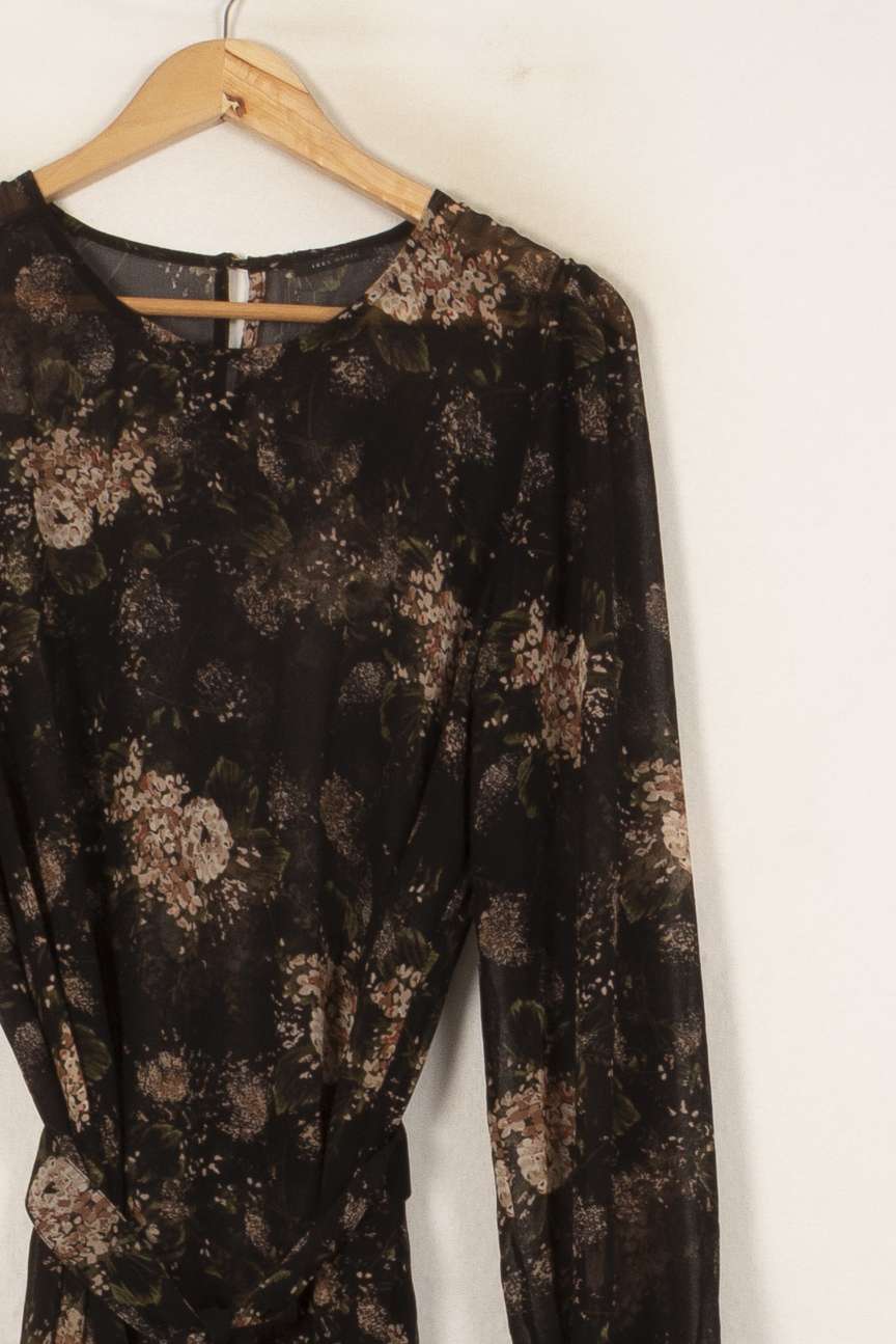 Robe Fleurie Noire et Beige - Taille XL/42 de la marque IKKS | PARAD59917 - Vendu par Paradigme - Image 3