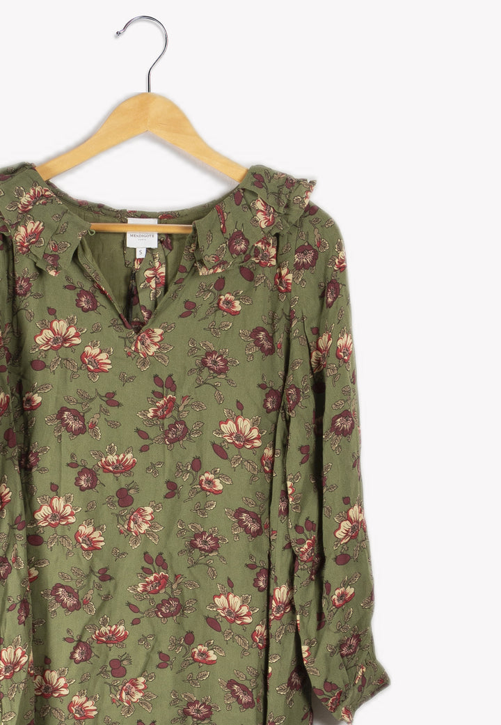 Robe Verte À Motifs - S
