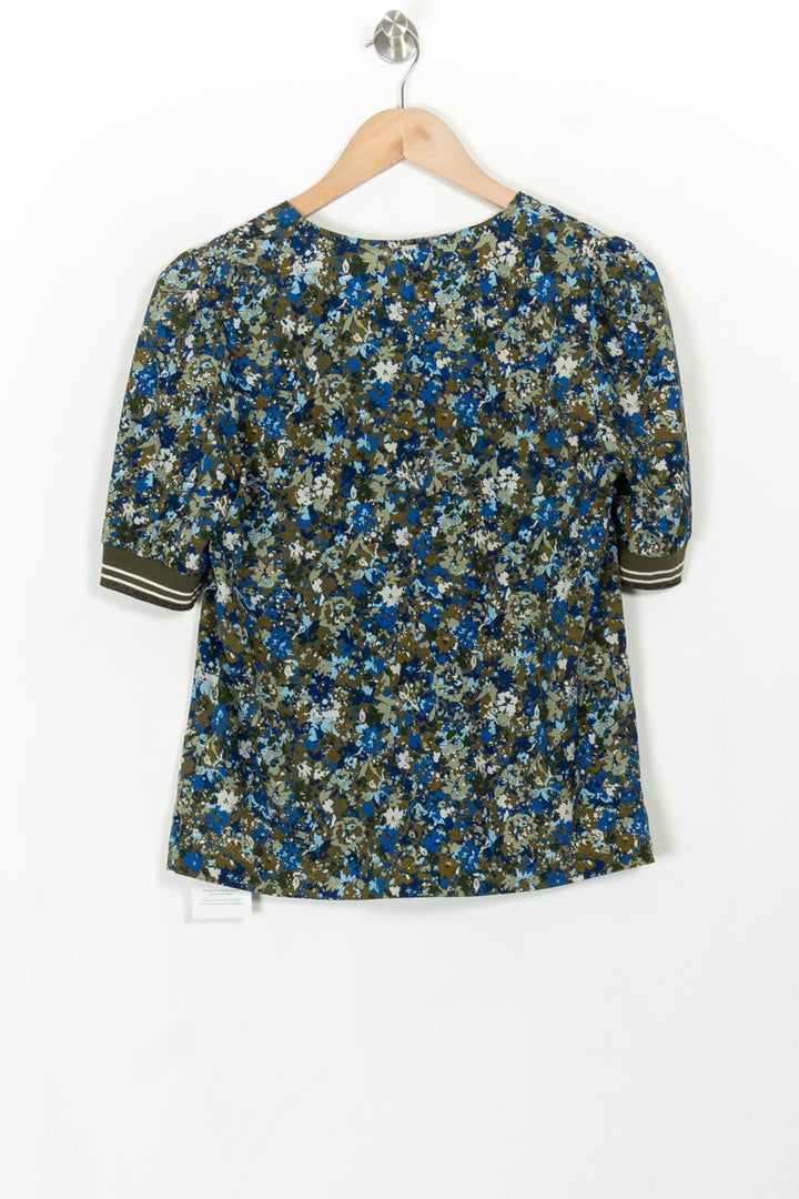 Blouse Fleurie Bleue et Verte - Taille S/36 de la marque IKKS | PARAD59937 - Vendu par Paradigme - Image 4