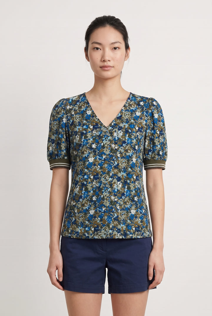 Blouse Fleurie Bleue et Verte - Taille S/36 de la marque IKKS | PARAD59937 - Vendu par Paradigme - Image 1