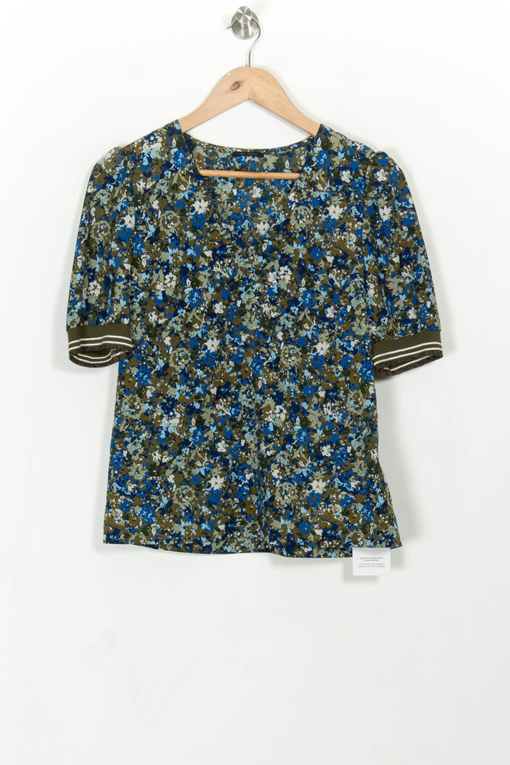 Blouse Fleurie Bleue et Verte - Taille S/36 de la marque IKKS | PARAD59937 - Vendu par Paradigme - Image 2