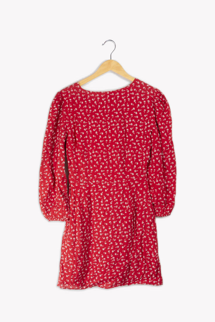 Robe Rouge À Motifs - S