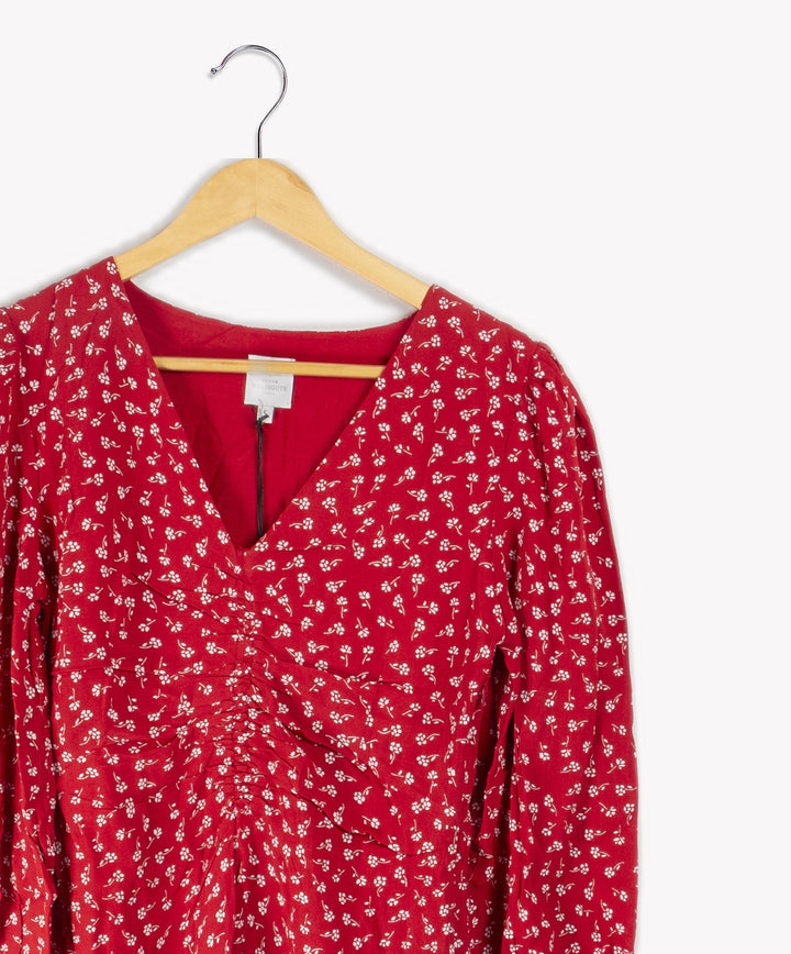 Robe Rouge À Motifs - S