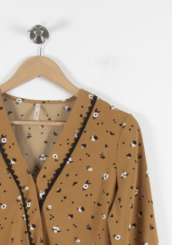 Blouse Fleurie Beige et Noir - Taille S/36 de la marque I.Code | PARAD60523 - Vendu par Paradigme - Image 3