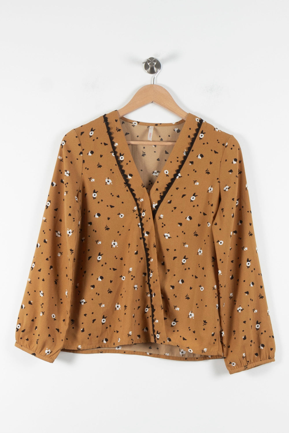 Blouse Fleurie Beige et Noir - Taille S/36 de la marque I.Code | PARAD60523 - Vendu par Paradigme - Image 2
