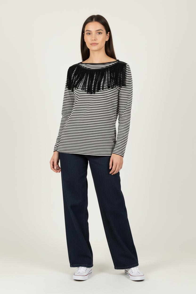 Marinière Noire et Blanche - Taille M/38 de la marque Maje | PARAD60524 - Vendu par Paradigme - Image 1