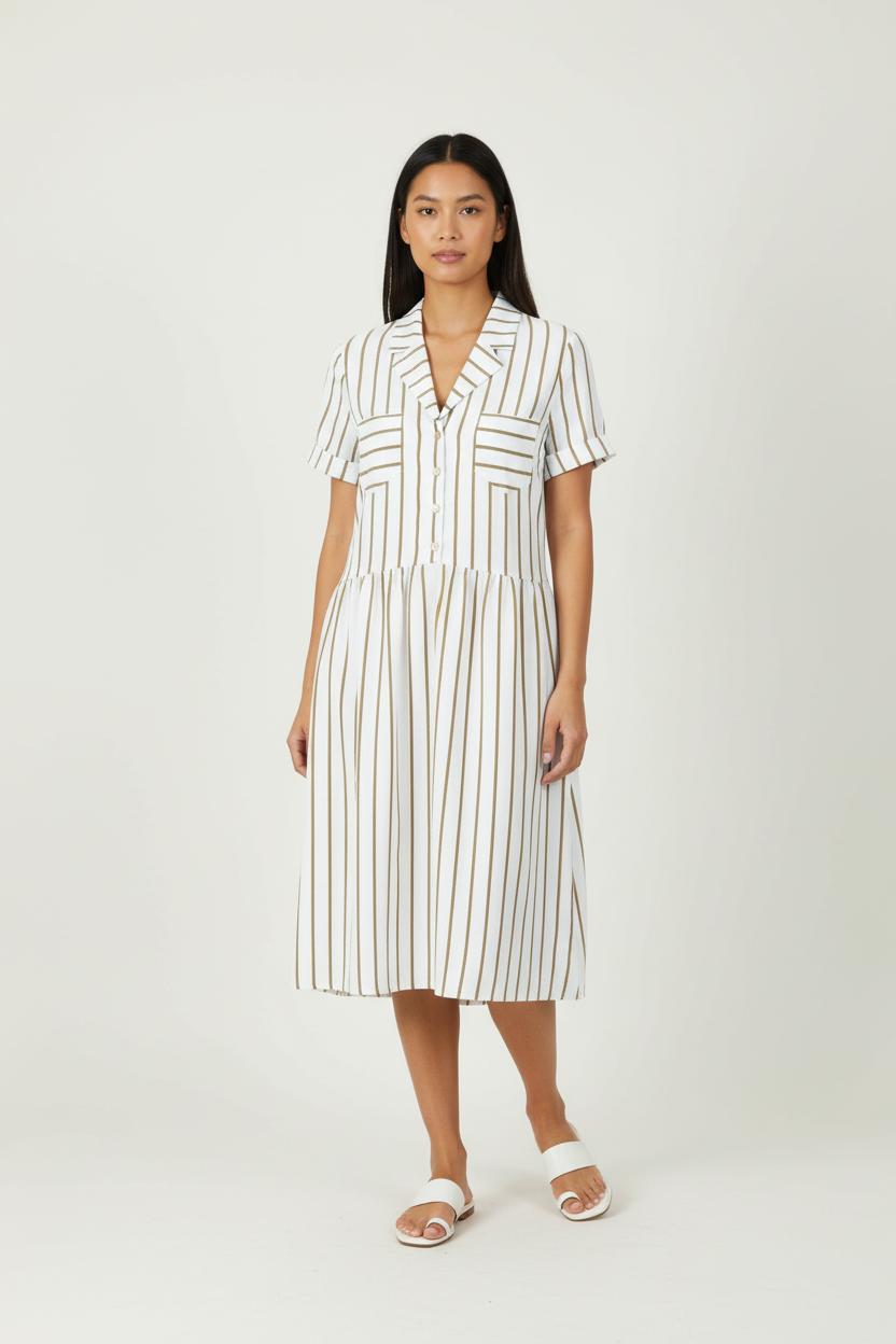 Robe Chemise Blanche et Marron - Taille XS/34 de la marque I.Code | PARAD60543 - Vendu par Paradigme - Image 1