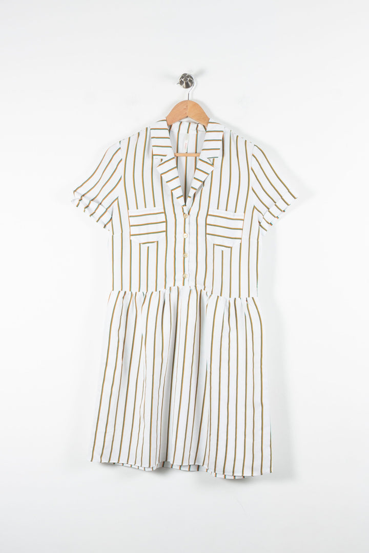 Robe Chemise Blanche et Marron - Taille XS/34 de la marque I.Code | PARAD60543 - Vendu par Paradigme - Image 2