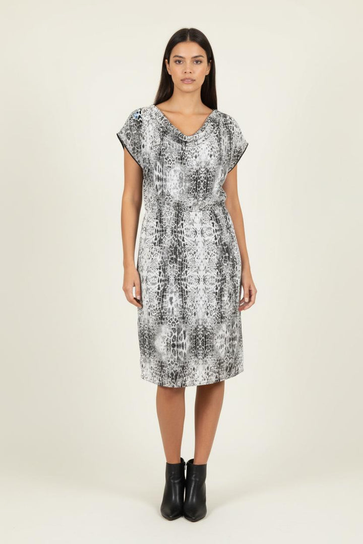Robe Imprimée Grise et Noire - Taille XS/34 de la marque IKKS | PARAD60581 - Vendu par Paradigme - Image 1