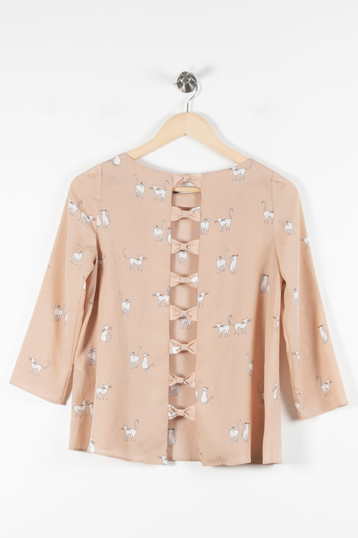 Blouse Beige - Taille S/36 de la marque Claudie Pierlot | PARAD60656 - Vendu par Paradigme - Image 4