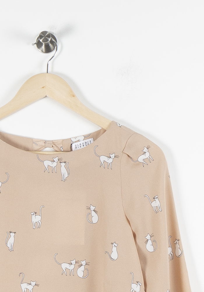 Blouse Beige - Taille S/36 de la marque Claudie Pierlot | PARAD60656 - Vendu par Paradigme - Image 3