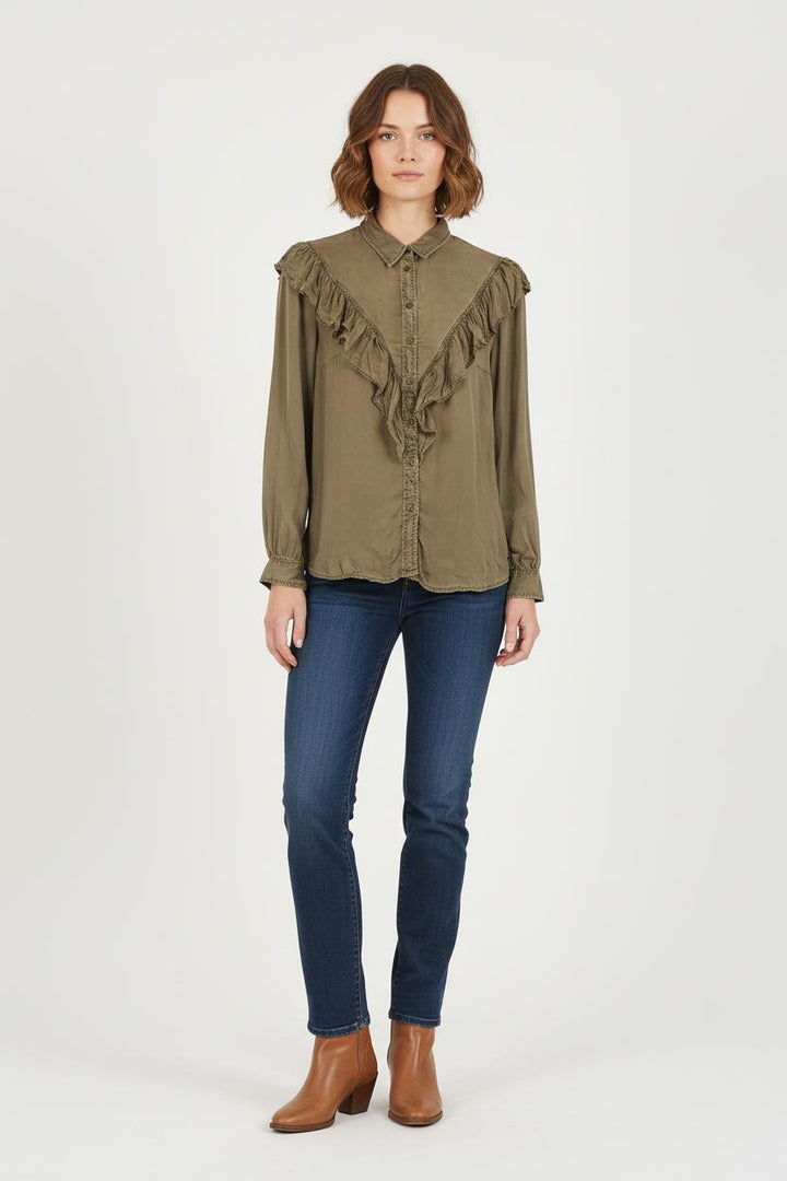 Chemise Volantée Verte - Taille XS/34 de la marque IKKS | PARAD60693 - Vendu par Paradigme - Image 1