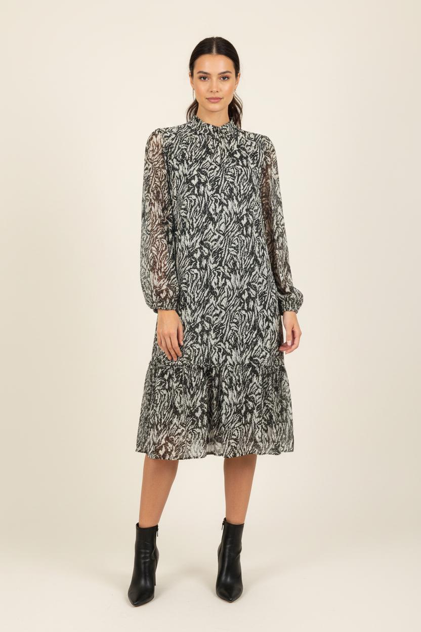 Robe Midi Noire et Blanche - Taille XS/34 de la marque IKKS | PARAD60695 - Vendu par Paradigme - Image 1