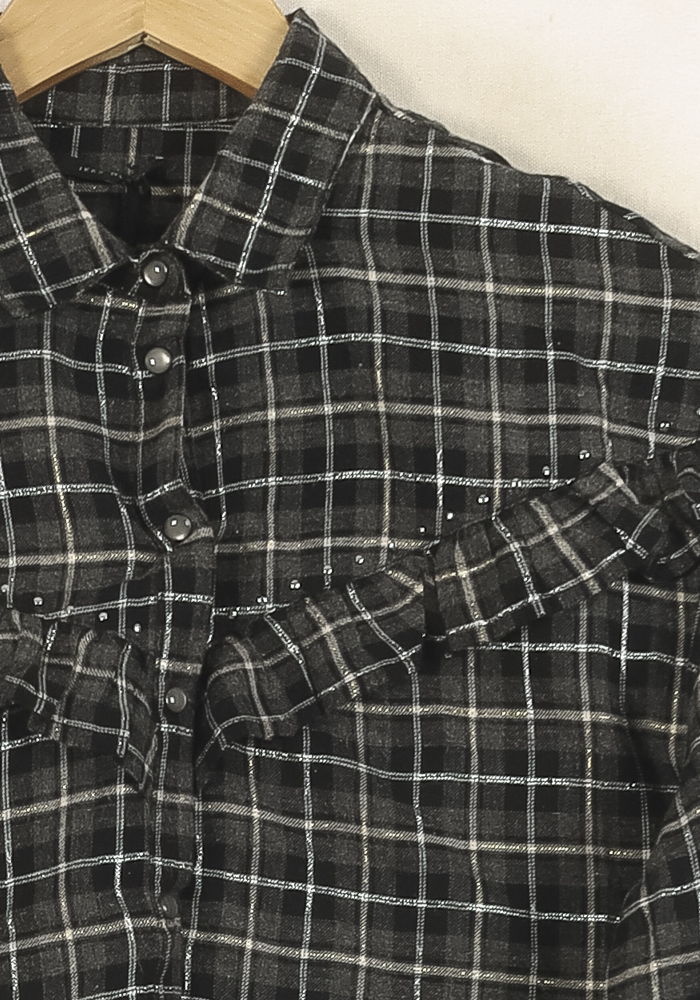 Chemise À Carreaux Noire et Blanche - Taille XS/34 de la marque IKKS | PARAD60698 - Vendu par Paradigme - Image 3