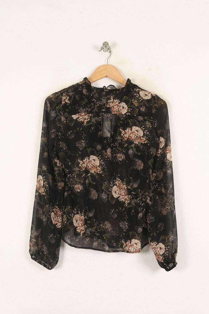 Blouse Noire et Fleurie - Taille XS/34 de la marque IKKS | PARAD60699 - Vendu par Paradigme - Image 4