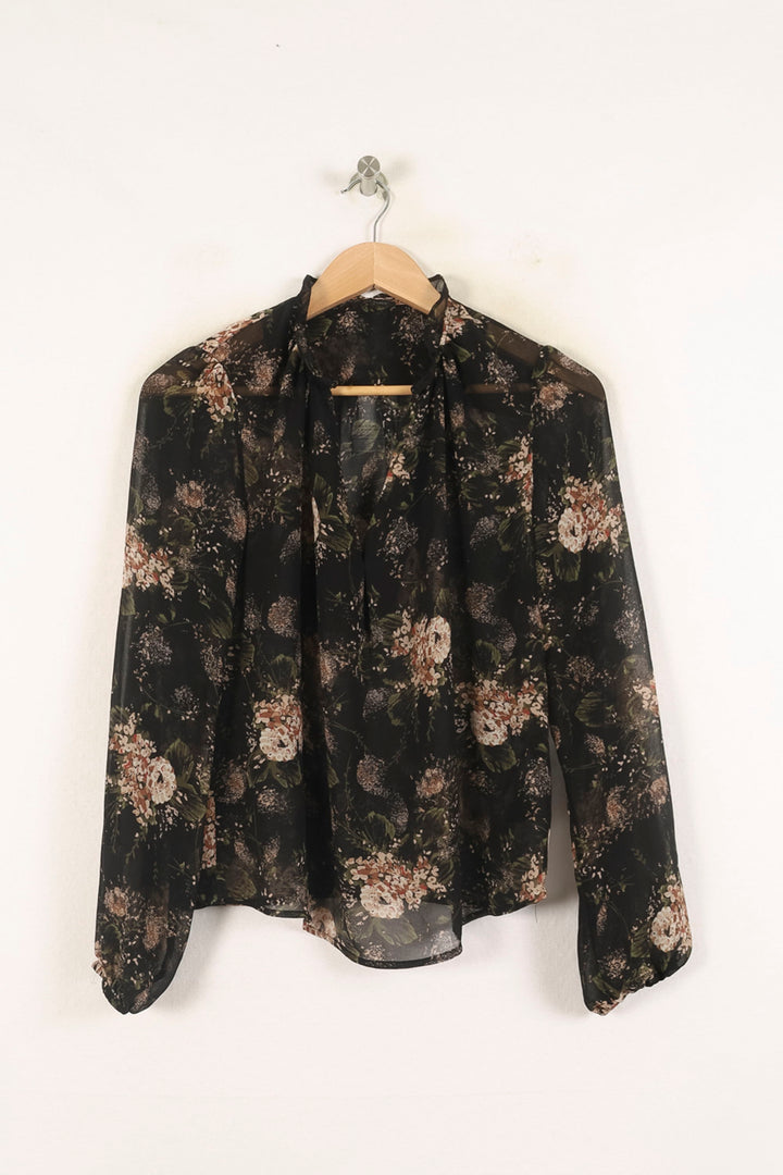 Blouse Noire et Fleurie - Taille XS/34 de la marque IKKS | PARAD60699 - Vendu par Paradigme - Image 2