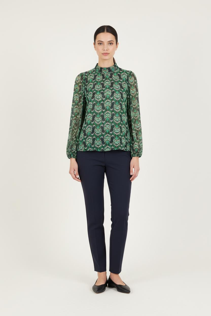 Blouse Verte et Noire - Taille S/36 de la marque IKKS | PARAD60700 - Vendu par Paradigme - Image 1