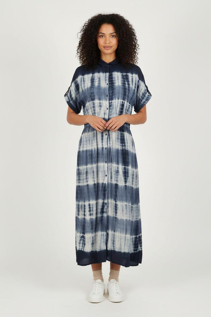 Robe chemise longue bleue et blanche - Taille S/36 de la marque IKKS | PARAD60713 - Vendu par Paradigme - Image 1