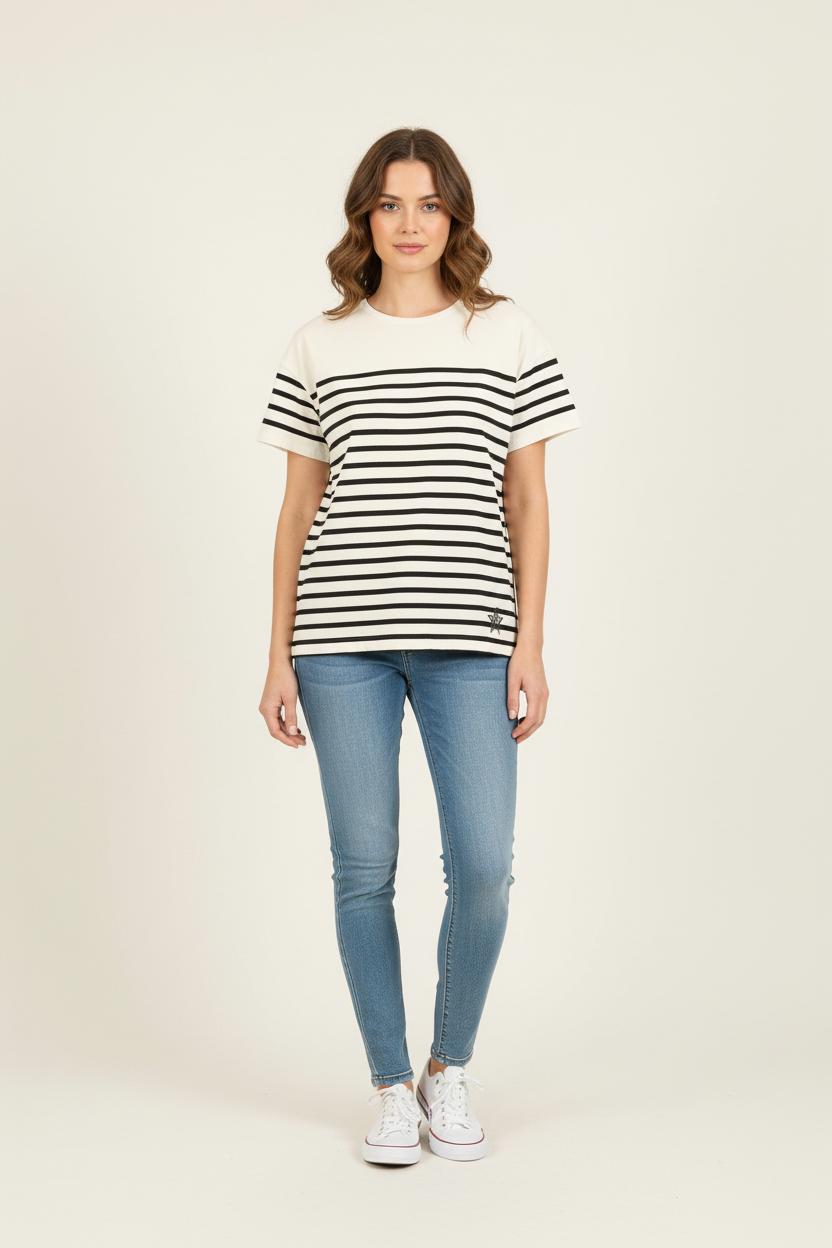 Marinière Blanc et Noir - Taille S/36 de la marque IKKS | PARAD60718 - Vendu par Paradigme - Image 1