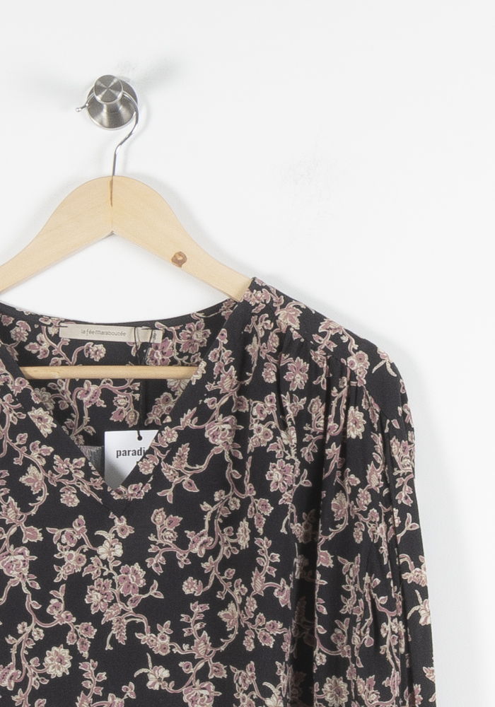 Blouse Noire et Rose - Taille S/36 de la marque La Fée Maraboutée | PARAD60726 - Vendu par Paradigme - Image 3