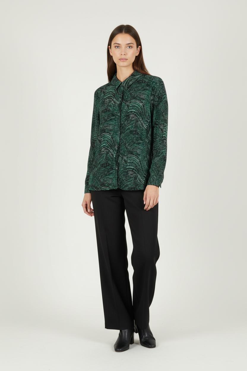 Chemisier Vert et Noir - Taille M/38 de la marque La Fée Maraboutée | PARAD60727 - Vendu par Paradigme - Image 1