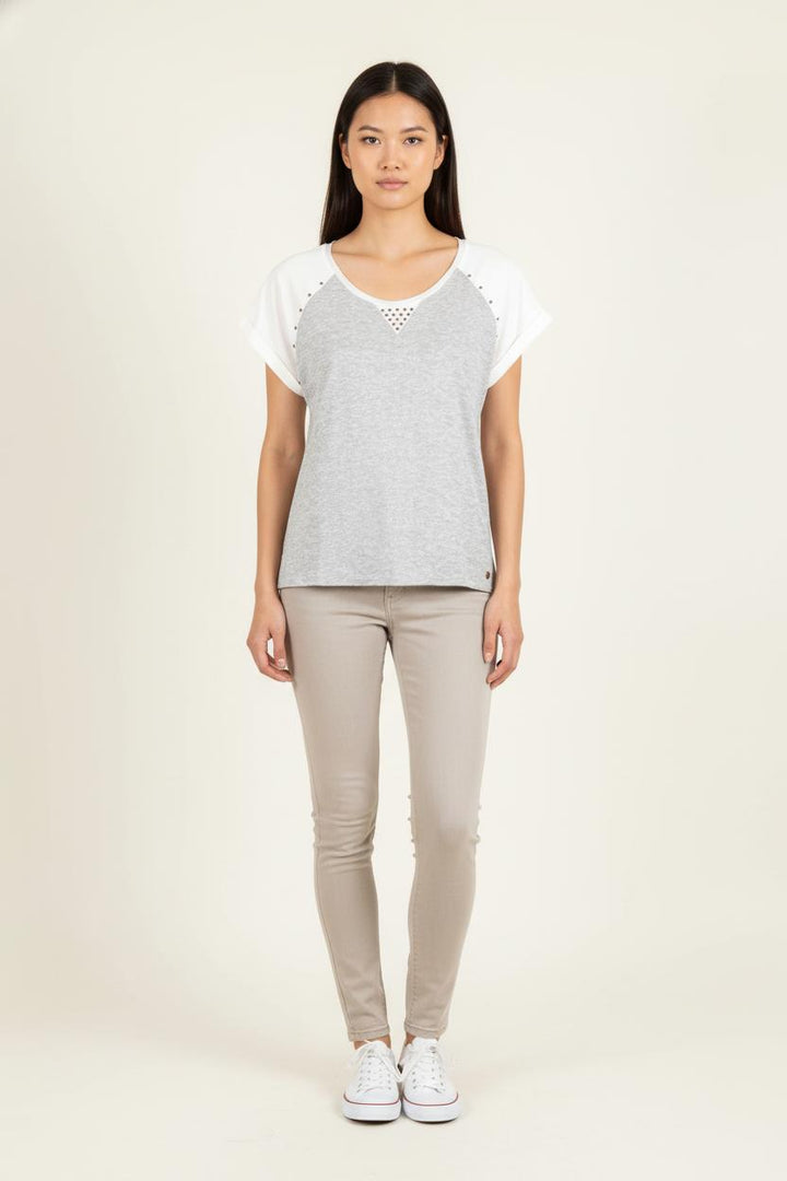 T-shirt Gris et Blanc - Taille M/38 de la marque IKKS | PARAD60732 - Vendu par Paradigme - Image 1