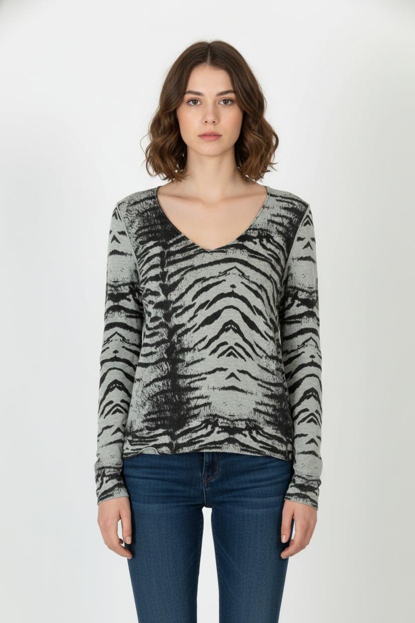 Pull Gris et Noir - Taille S/36 de la marque IKKS | PARAD60740 - Vendu par Paradigme - Image 1