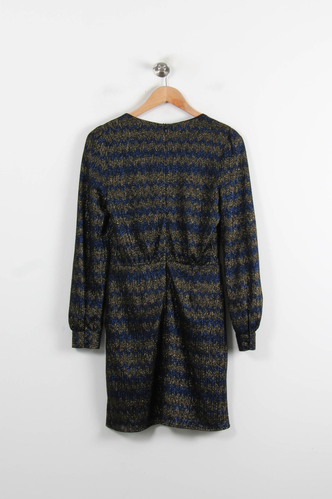 Robe portefeuille Bleu et Doré - Taille S/36 de la marque Sézane | PARAD60830 - Vendu par Paradigme - Image 4