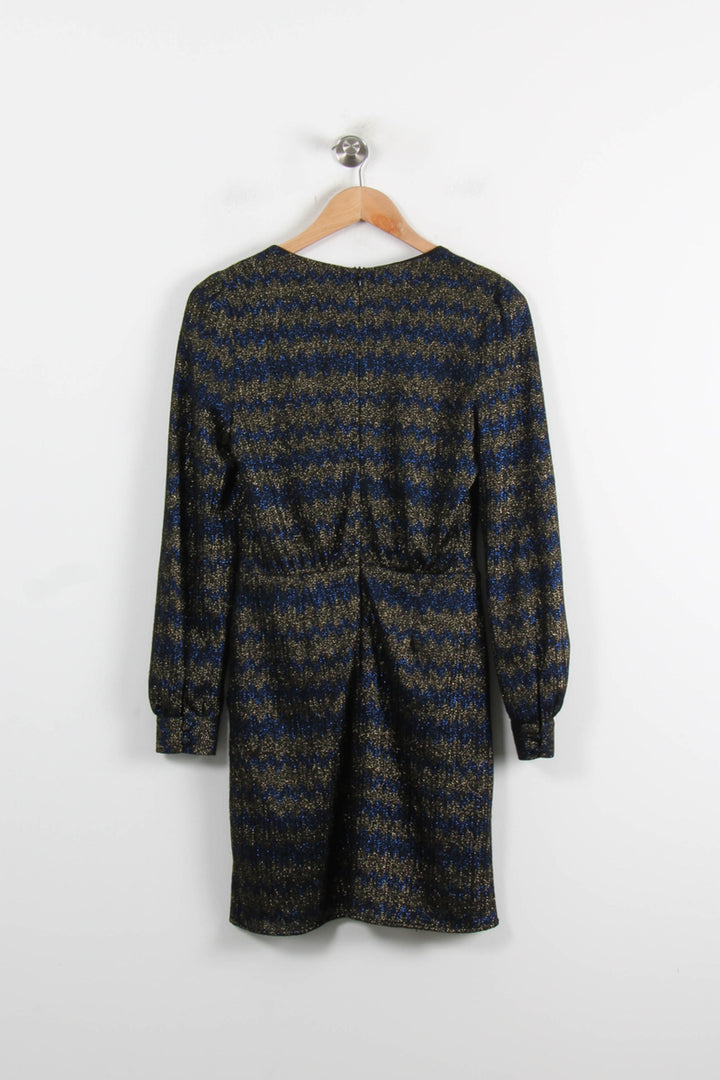 Robe portefeuille Bleu et Doré - Taille S/36 de la marque Sézane | PARAD60830 - Vendu par Paradigme - Image 4