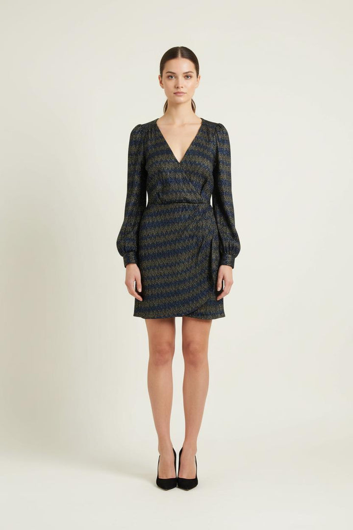 Robe portefeuille Bleu et Doré - Taille S/36 de la marque Sézane | PARAD60830 - Vendu par Paradigme - Image 1