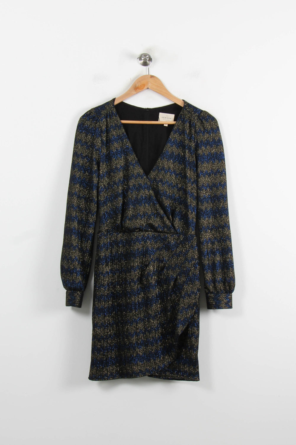 Robe portefeuille Bleu et Doré - Taille S/36 de la marque Sézane | PARAD60830 - Vendu par Paradigme - Image 2