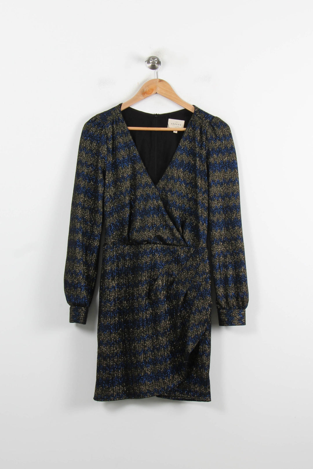 Robe portefeuille Bleu et Doré - Taille S/36 de la marque Sézane | PARAD60830 - Vendu par Paradigme - Image 2
