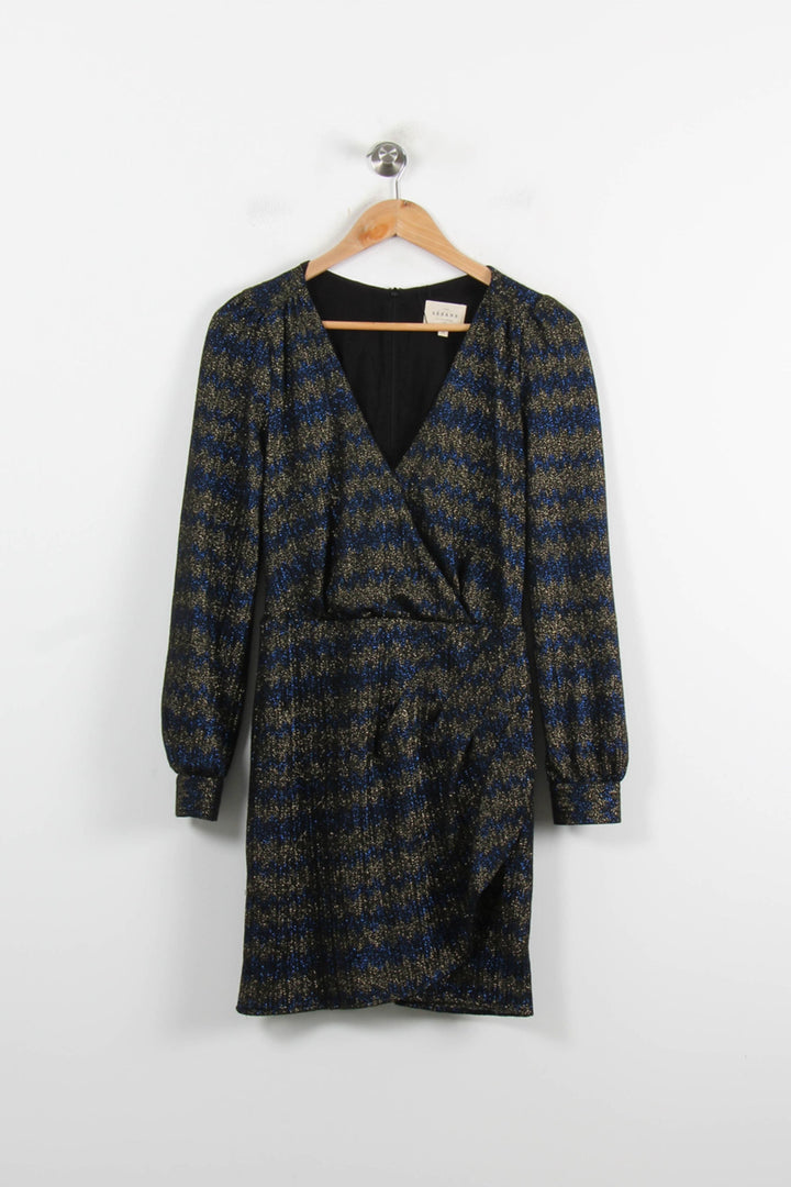 Robe portefeuille Bleu et Doré - Taille S/36 de la marque Sézane | PARAD60830 - Vendu par Paradigme - Image 2