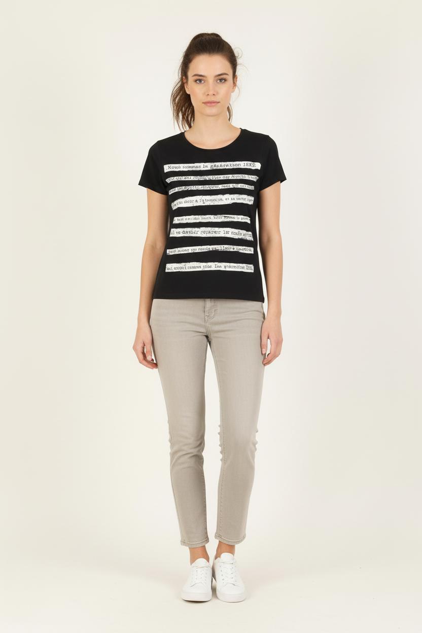 Tee-shirt Noir et Blanc - Taille XS/34 de la marque IKKS | PARAD60863 - Vendu par Paradigme - Image 1