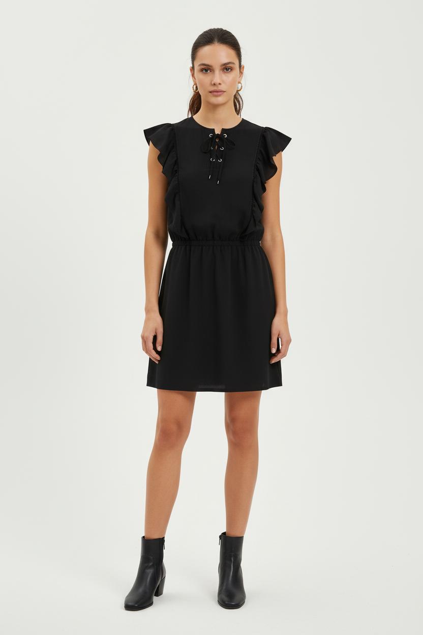 Robe Volantée Noire - Taille XS/34 de la marque IKKS | PARAD60865 - Vendu par Paradigme - Image 1