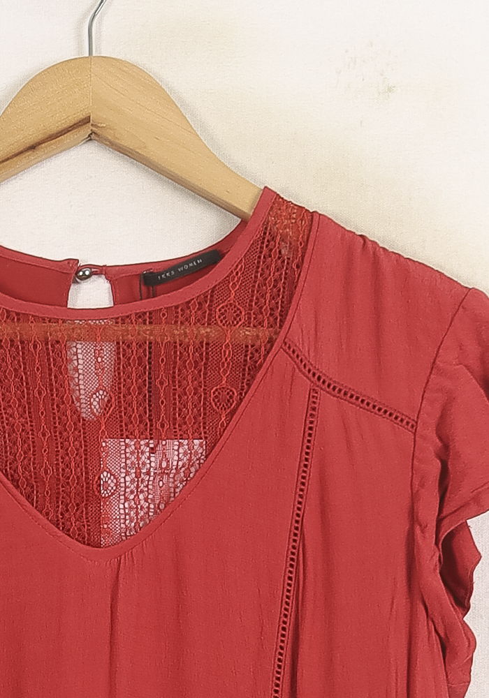 Robe Midi Bordeaux - Taille S/36 de la marque IKKS | PARAD60877 - Vendu par Paradigme - Image 3