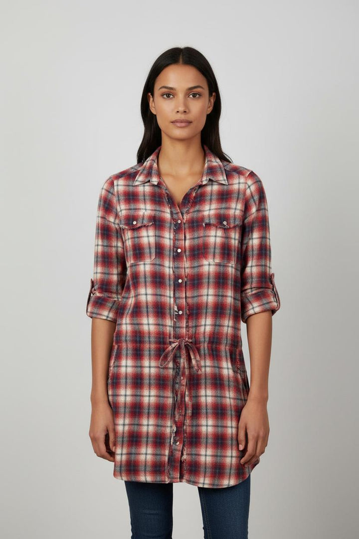 Robe Chemise Rouge et Blanche - Taille S/36